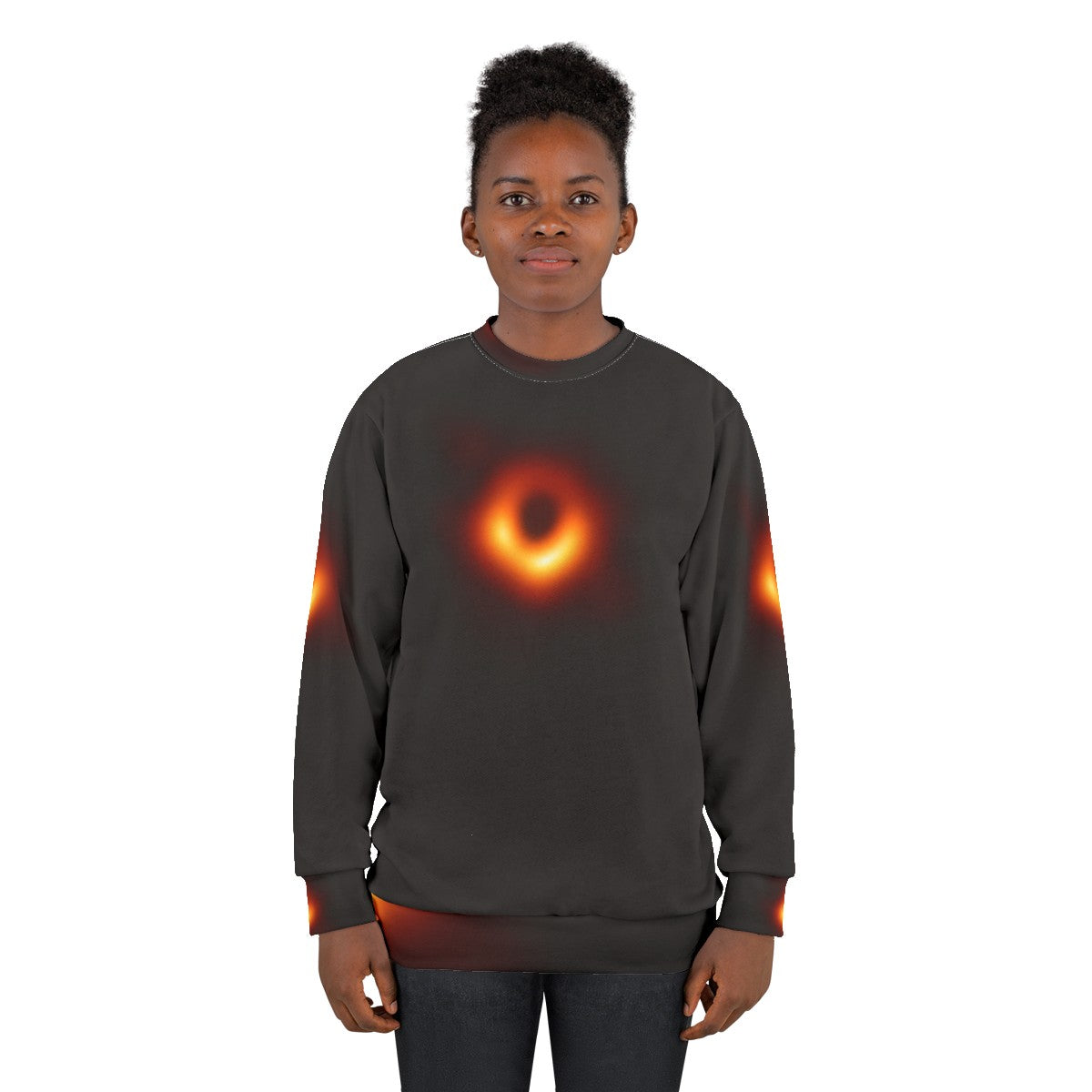 Black Hole Sweatshirt with Mesmerizing Space Art - women