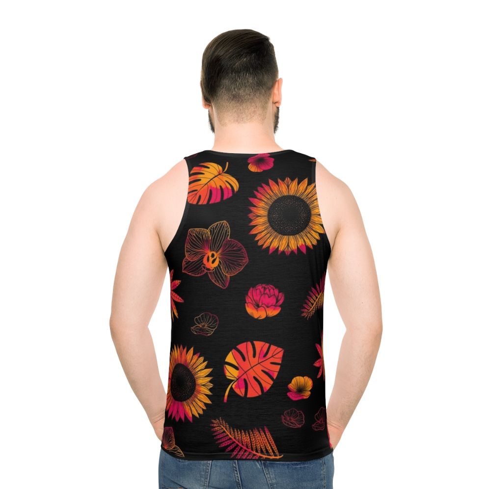 Tropical Floral Unisex Tank Top - men back