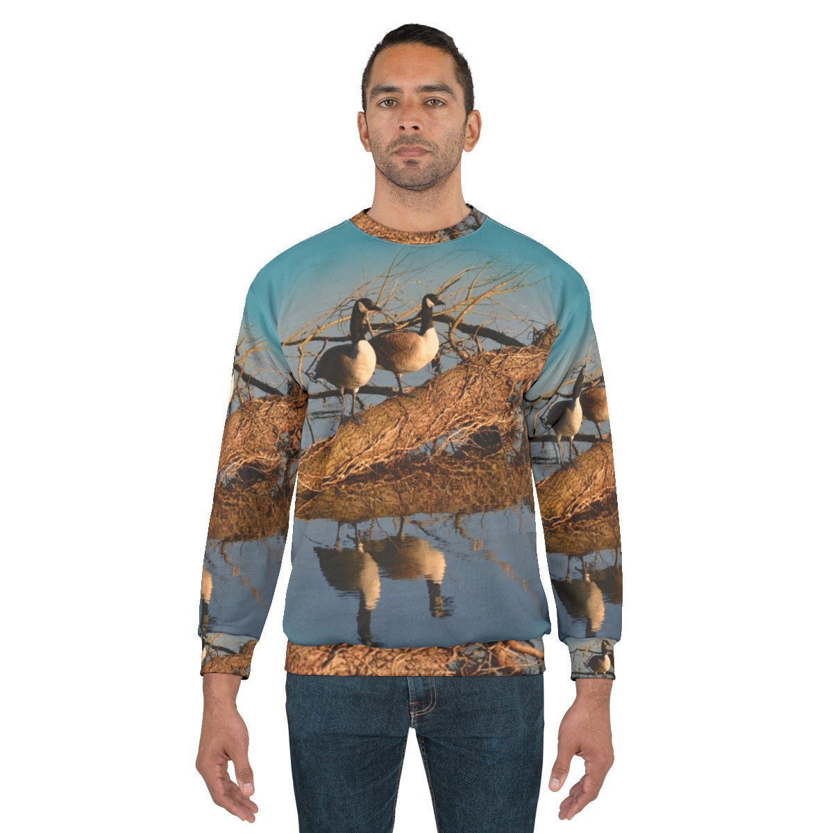 Geese at the lake nature sweatshirt - men