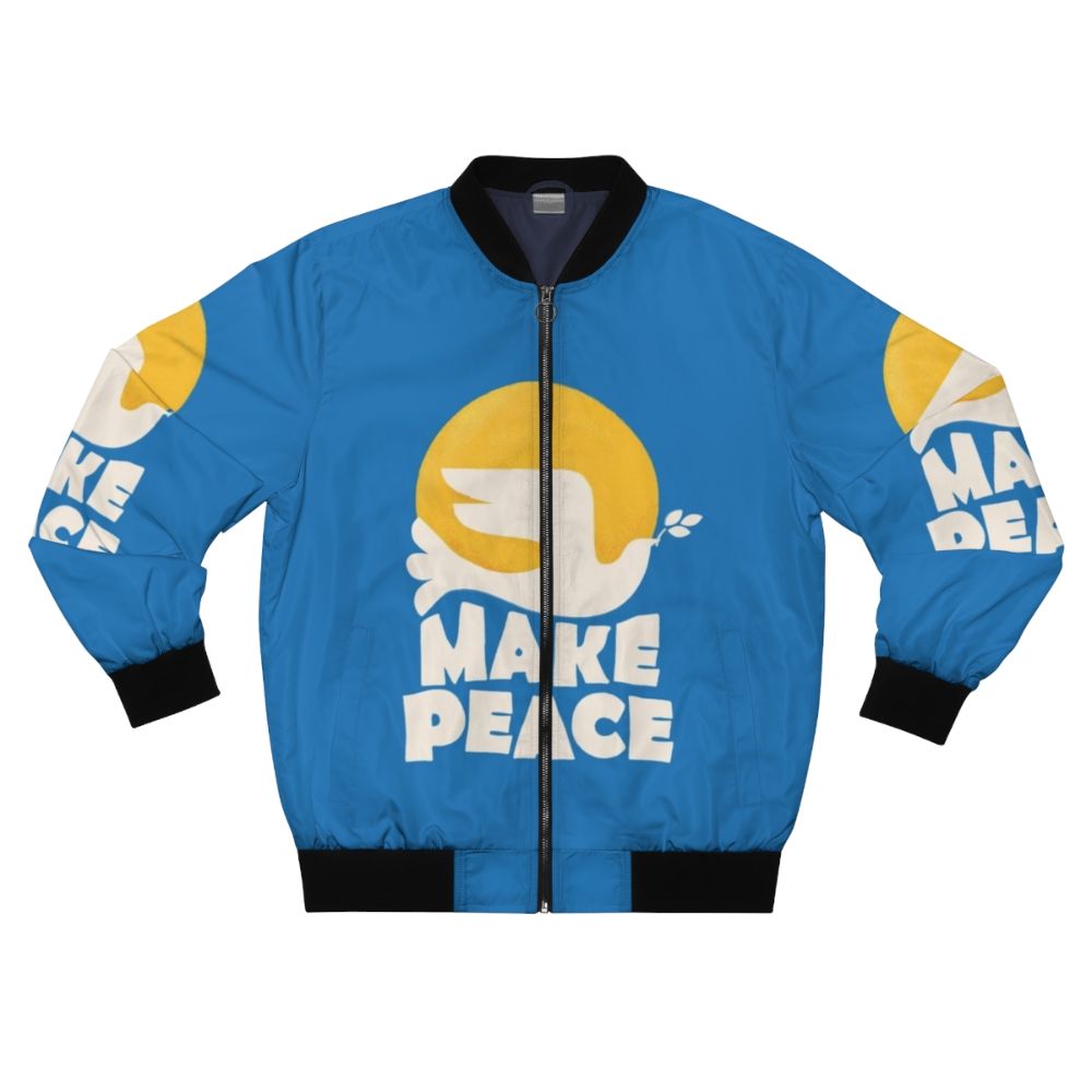 Peace typography bomber jacket with a positive message