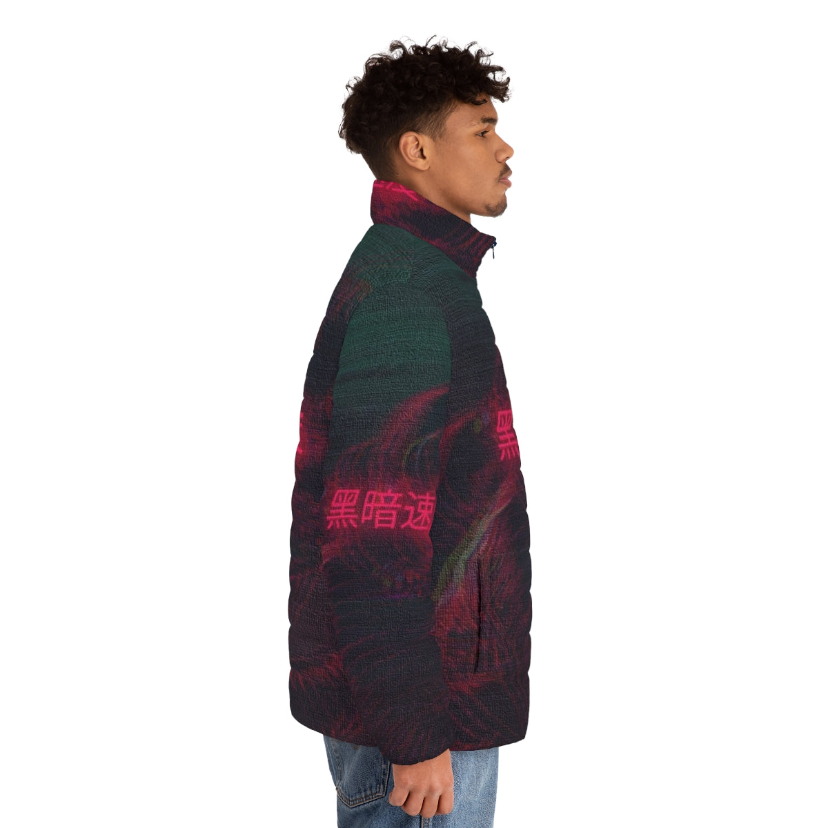 Vaporwave Astronaut Puffer Jacket with Retro Synthwave Aesthetic - men side right