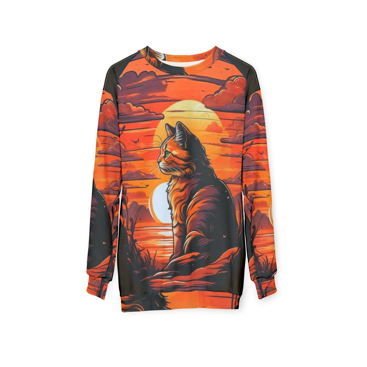 Sunset Cat 2 Sweatshirt - hanging