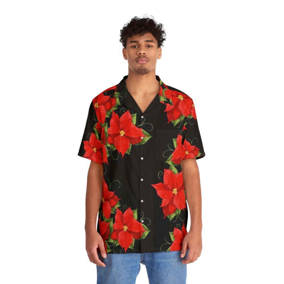 Poinsettia flower Hawaiian Christmas shirt - People Front