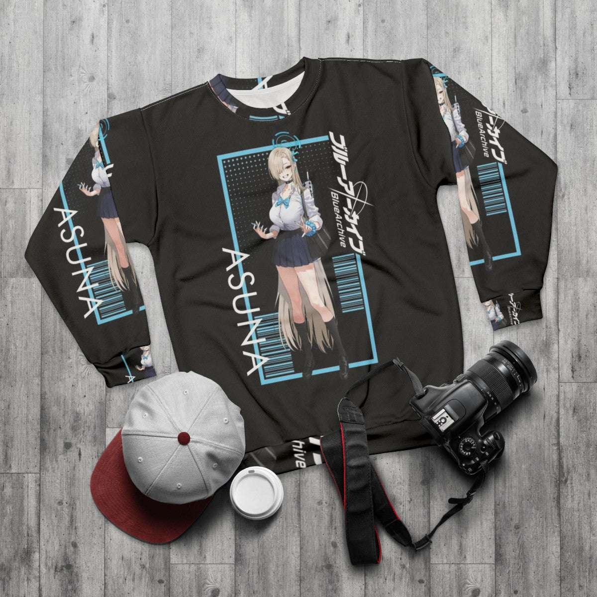 Blue Archive Asuna Character Portrait Sweatshirt - flat lay