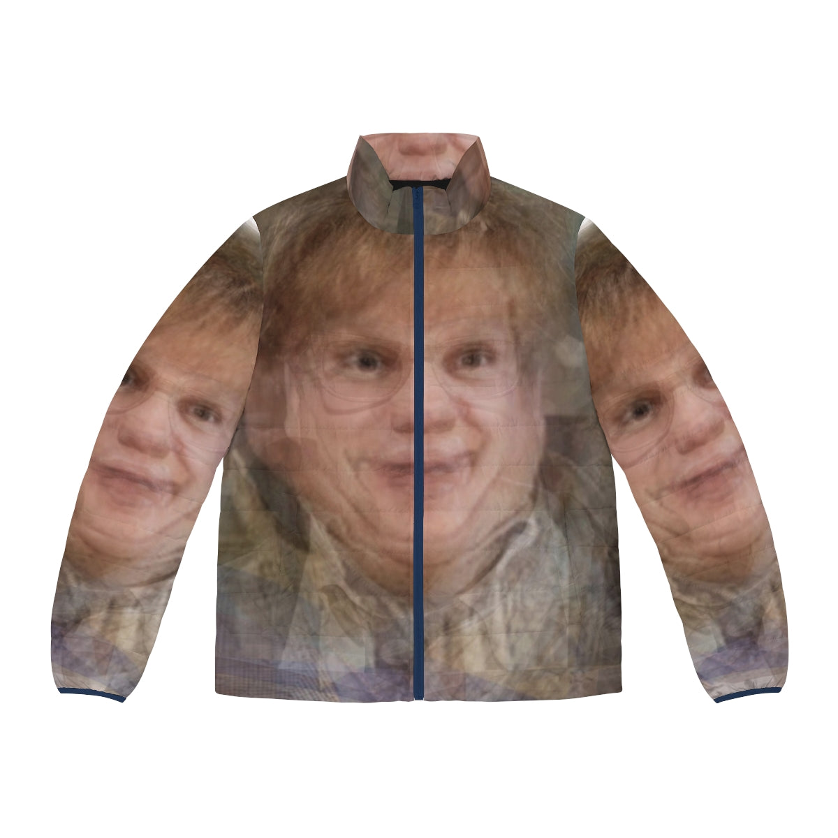 Chris Farley Portrait Puffer Jacket featuring experimental and abstract photographic overlay design