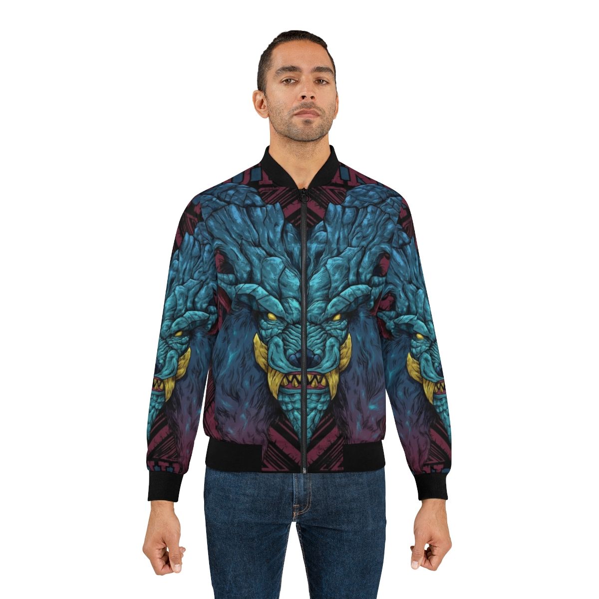 Hunting Club Lunastra Bomber Jacket with Monster Hunter Elder Dragon Design - Lifestyle