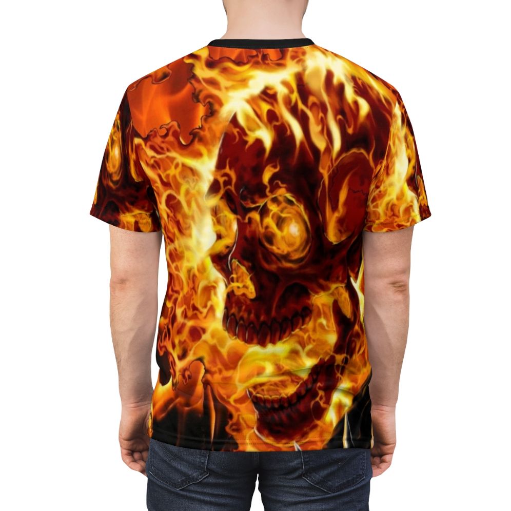 Fiery Ghost Rider graphic tee with a bold, comic book-style design - men back