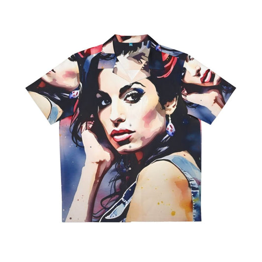 Amy Winehouse Hawaiian Shirt with Watercolor Design