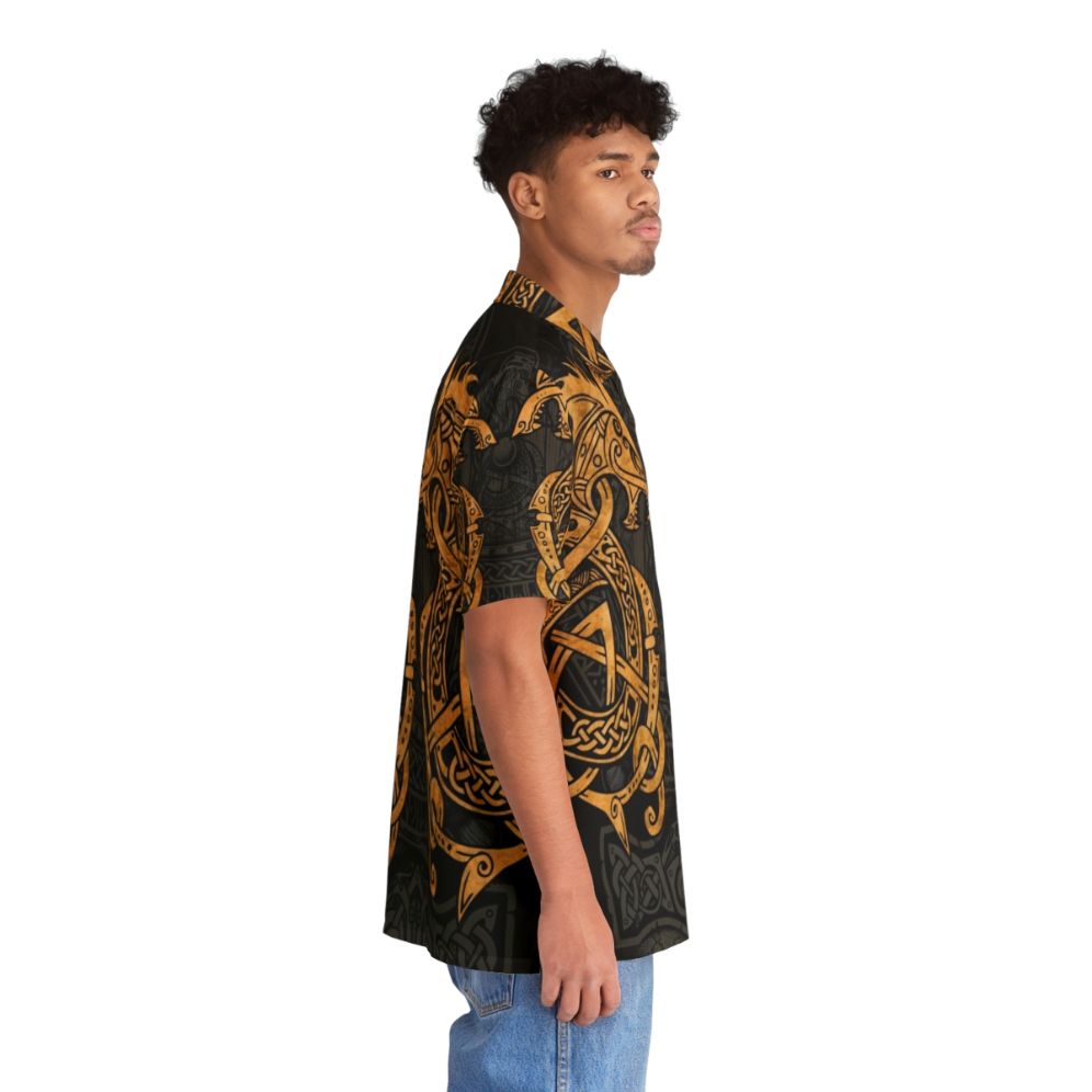 Fighting Fenrir Gold Norse Mythology Hawaiian Shirt - People Pight