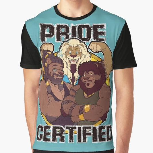 Pride graphic t-shirt with a fierce lion design