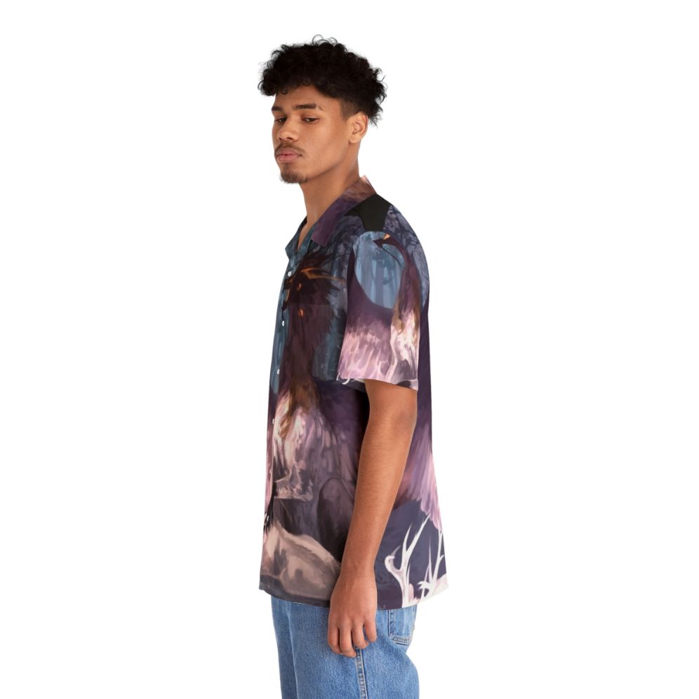 Dark fantasy Hawaiian shirt with mythical creature design - People Left