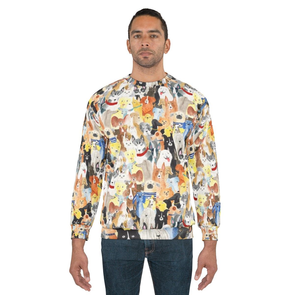 Colorful watercolor dogs sweatshirt - men