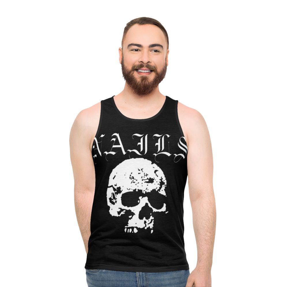 Nails hardcore punk band white unisex tank top - men