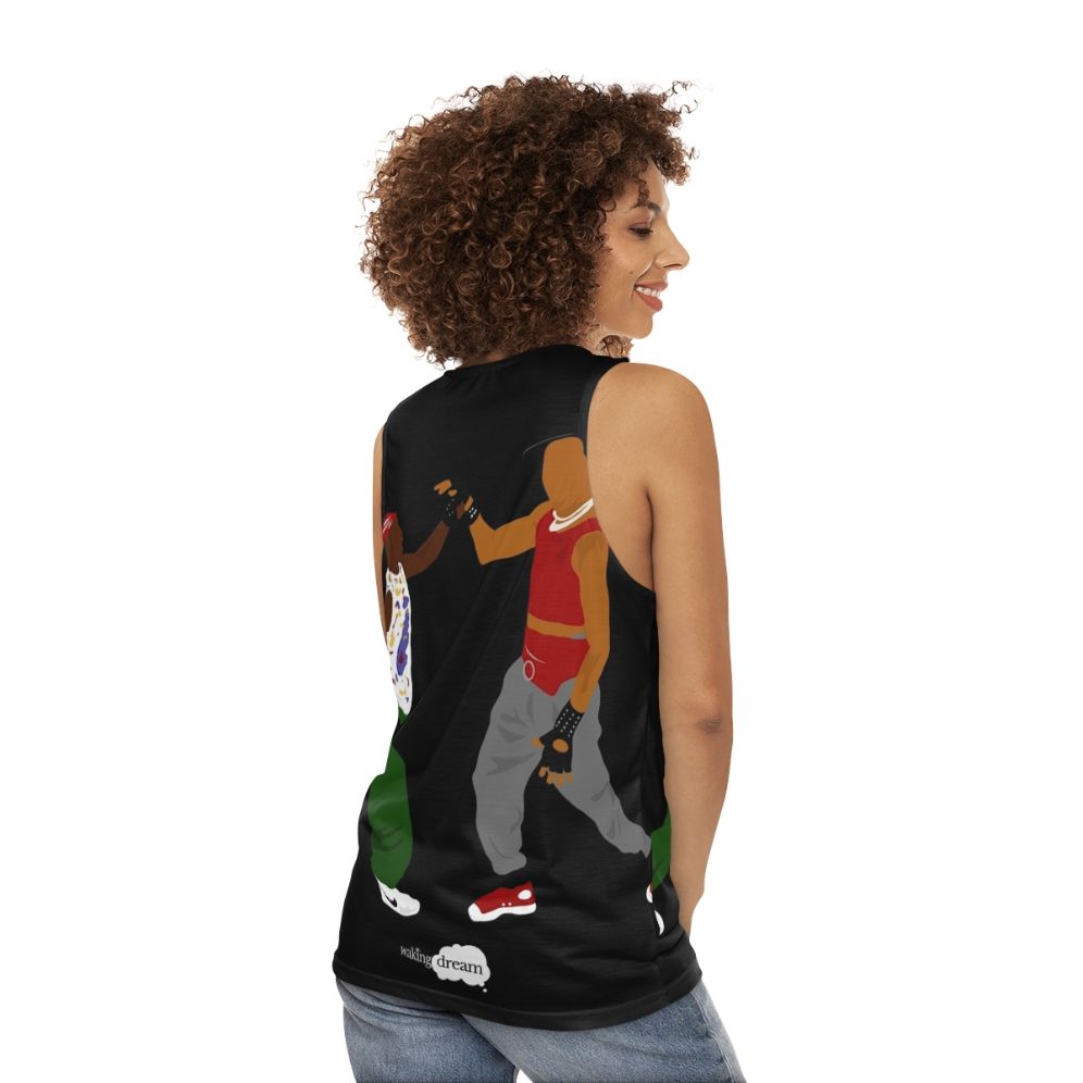 Breakdance inspired unisex tank top - women back