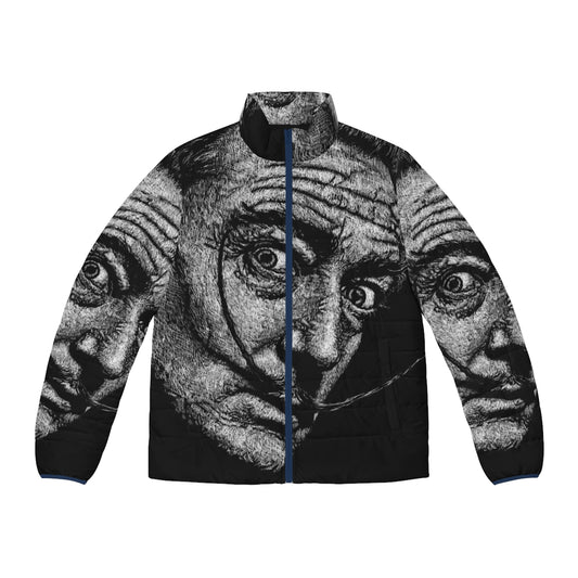 Dali Puffer Jacket featuring Salvador Dali's iconic surrealist style