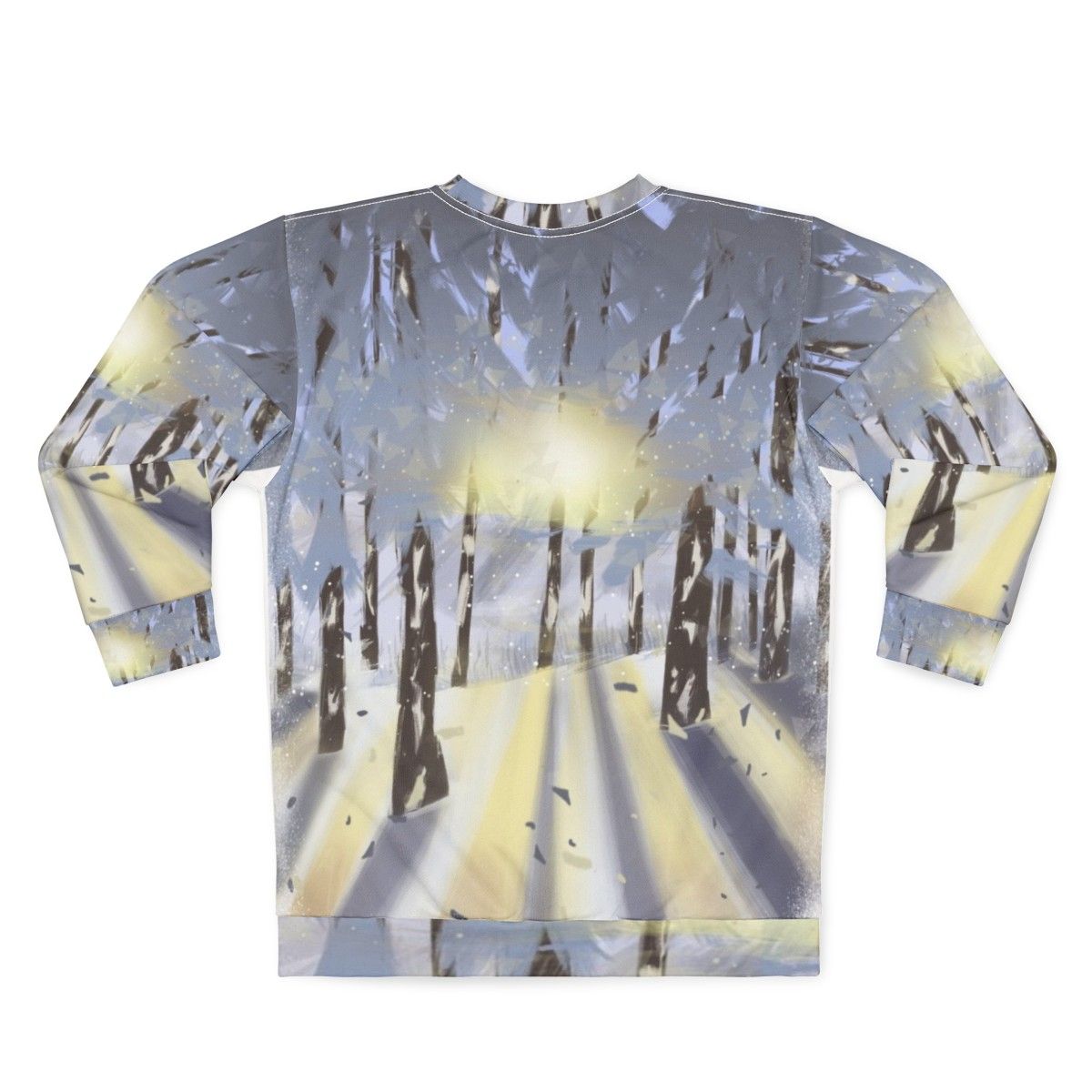 Cozy nature-inspired winter sweatshirt with forest and snow scene - Back