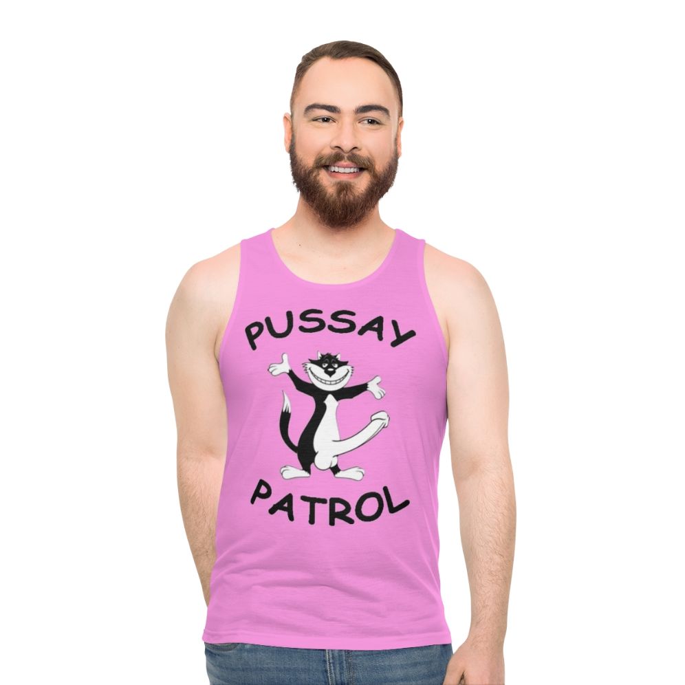 Unisex Pussay Patrol comedy TV show tank top - men