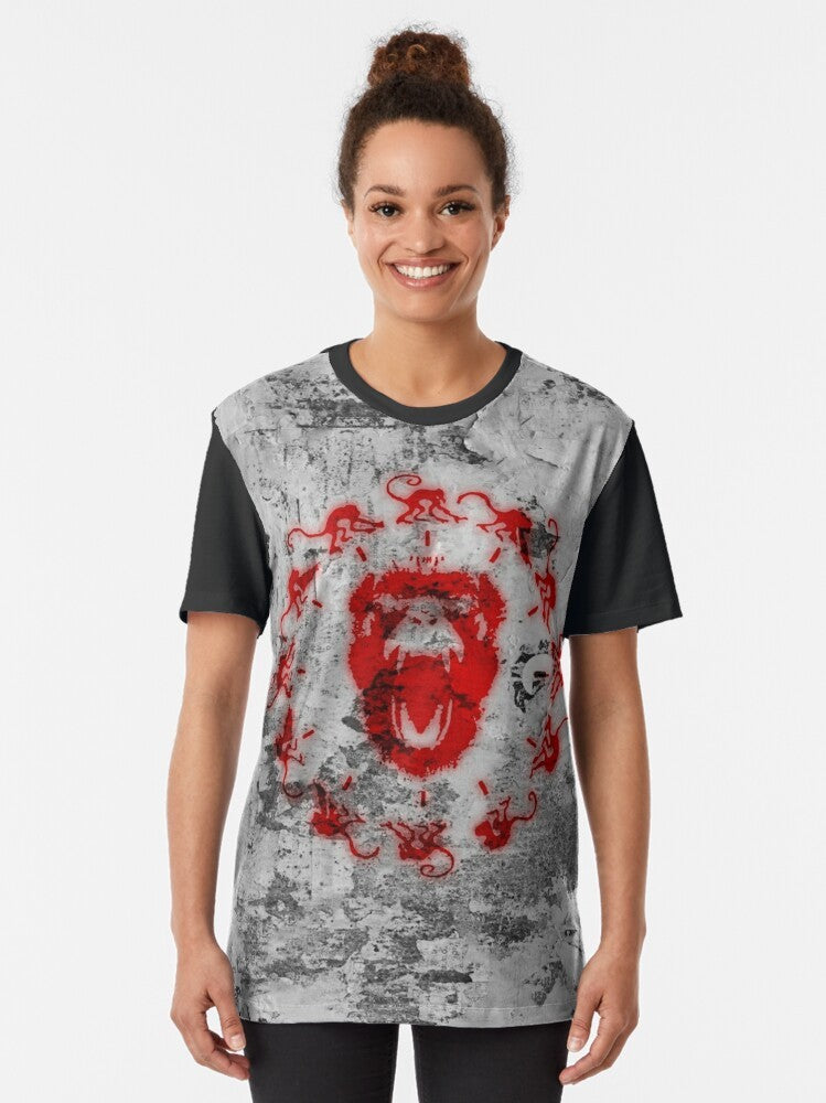 12 Monkeys movie inspired graphic t-shirt design with army and monkeys - Women