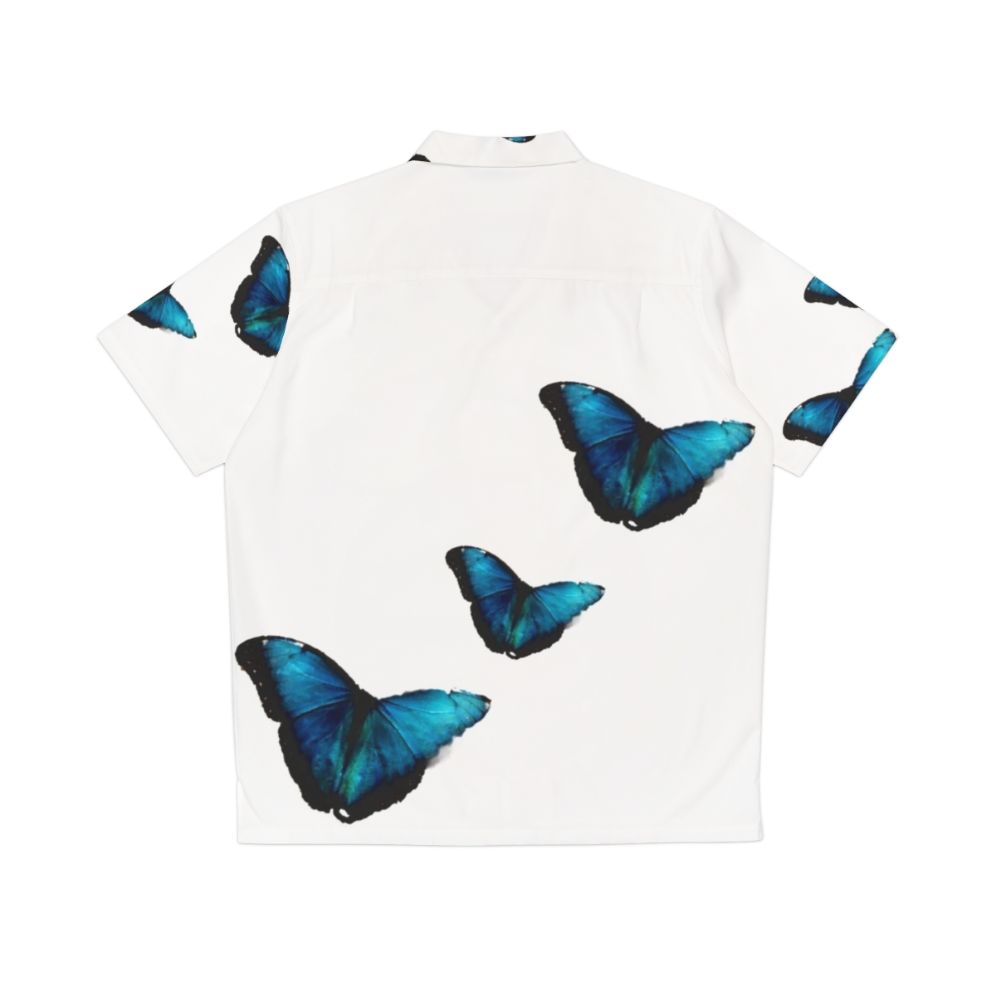 Electric Blue Morpho Butterfly Hawaiian Shirt - Back