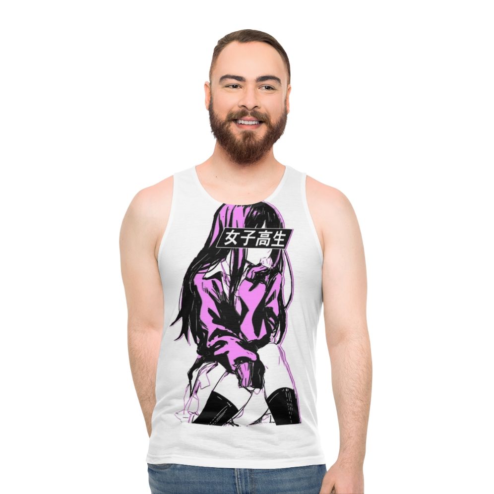 Sad anime Japanese aesthetic unisex tank top - men