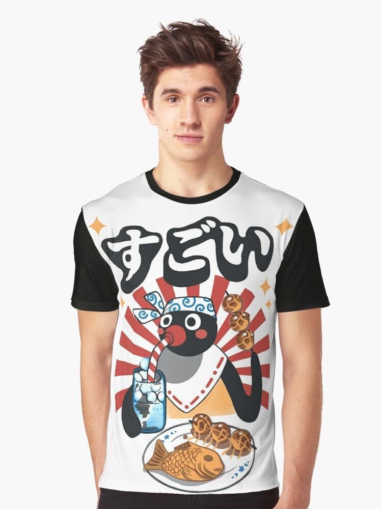 Matsuri Pengin graphic t-shirt featuring a cute penguin character in a Japanese festival-inspired design - Men