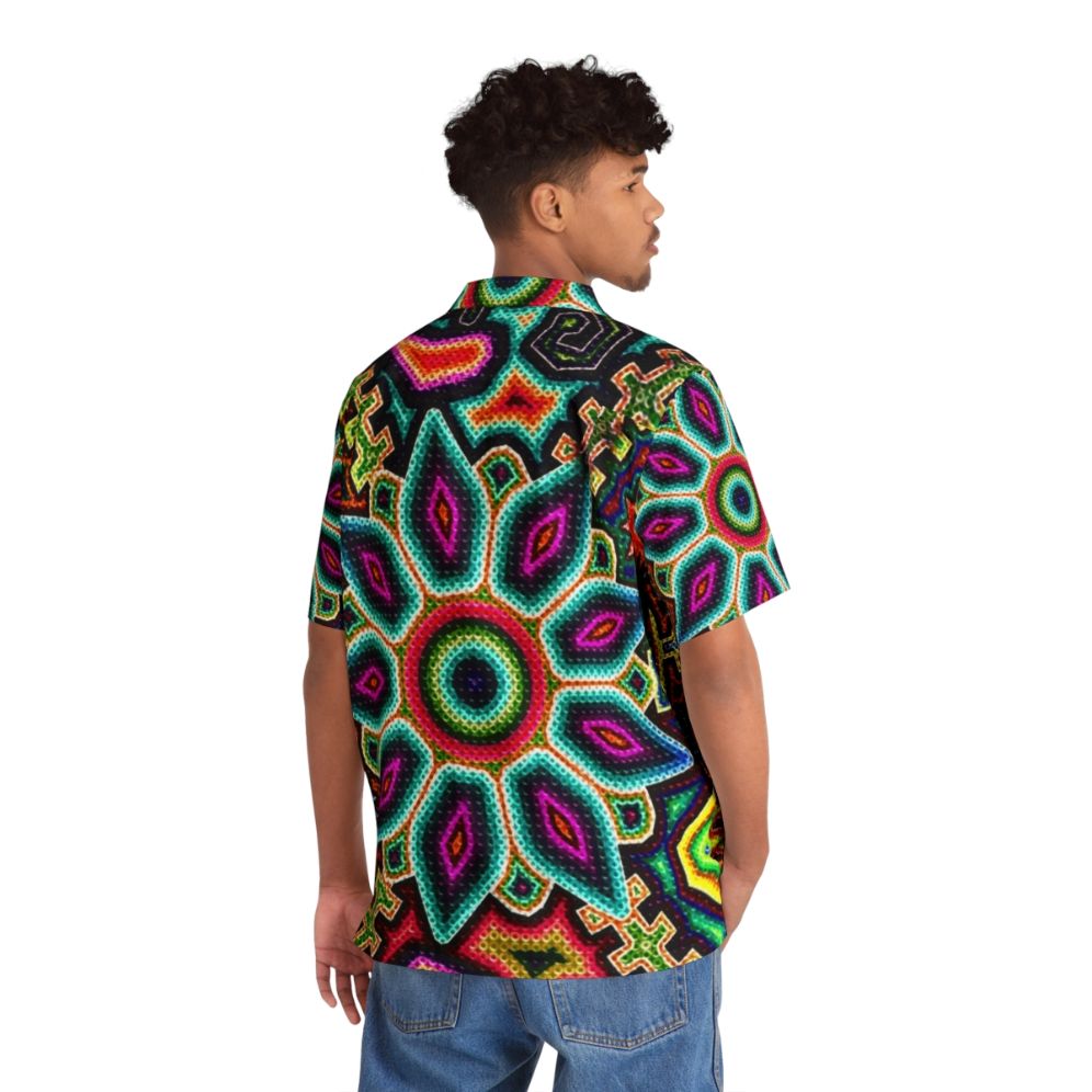 Huichol Art Mexican Hawaiian Shirt with Colorful Prehispanic Patterns - People Back