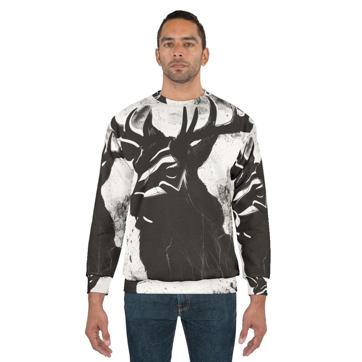 Stag Sweatshirt with Mythical Deer Graphic - men