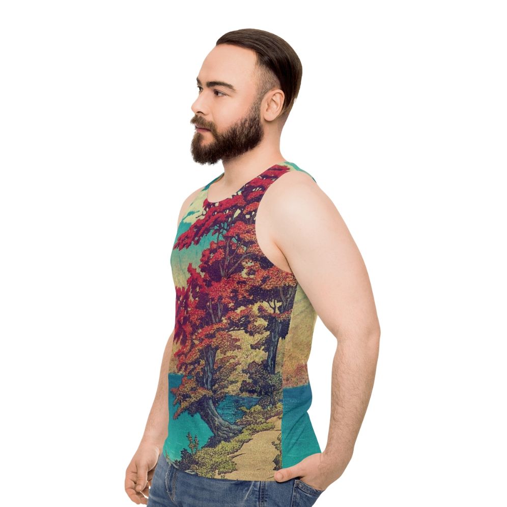 Ukiyo-e inspired nature landscape unisex tank top - men side