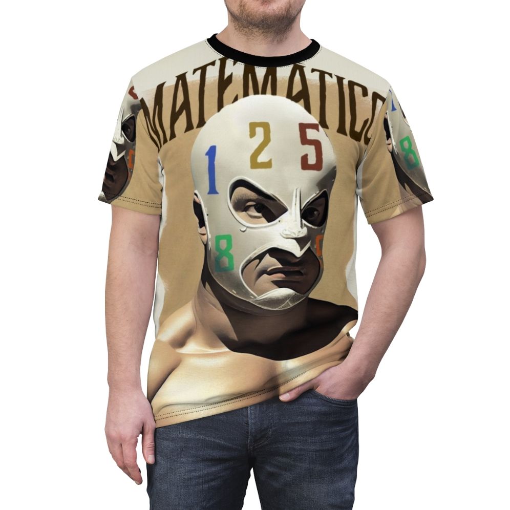 Wrestler Poster Graphic T-shirt featuring masked wrestling and Mexican wrestling fans - men front