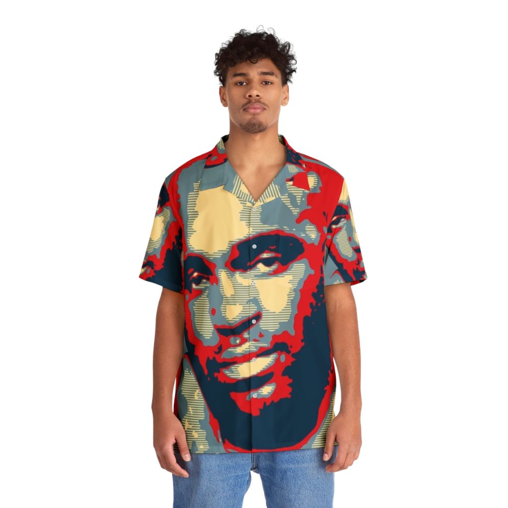 Wood grain pattern Hawaiian shirt - People Front