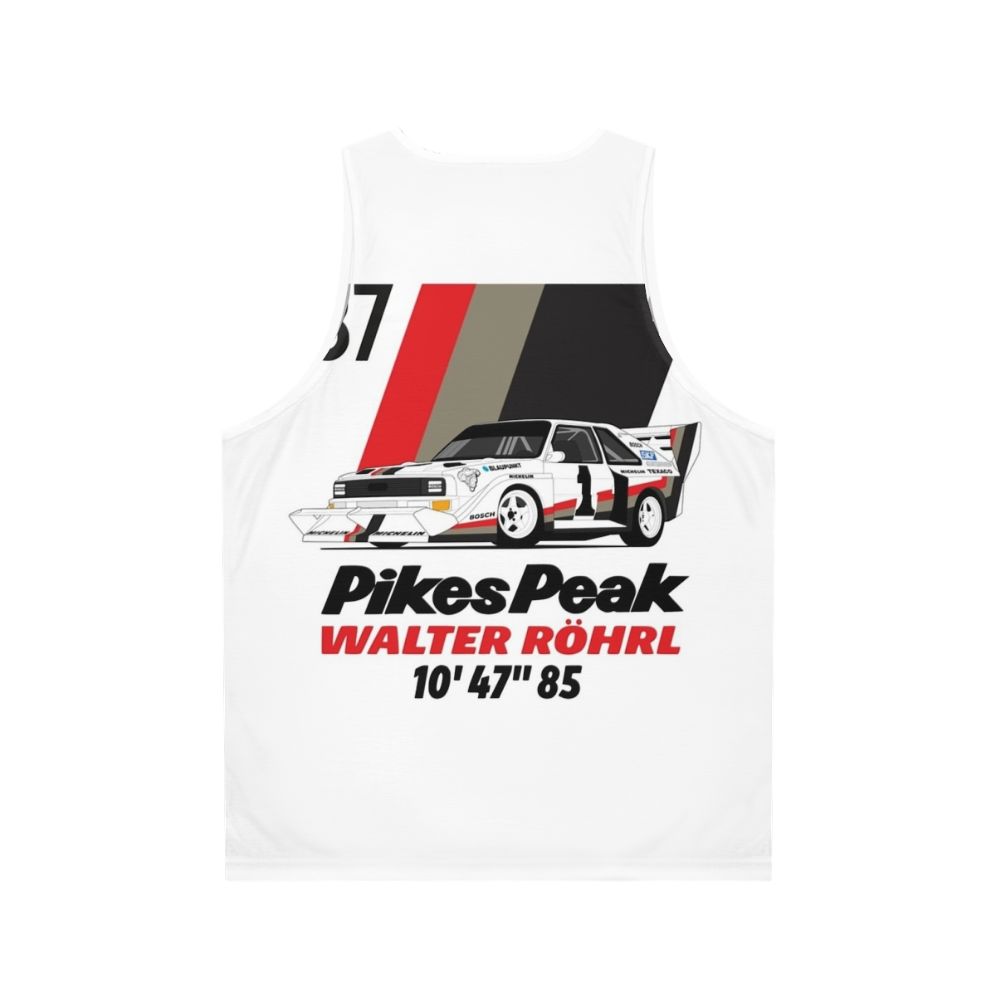 Walter Rohrl Pikes Peak Vintage Rally Car Unisex Tank Top - Back