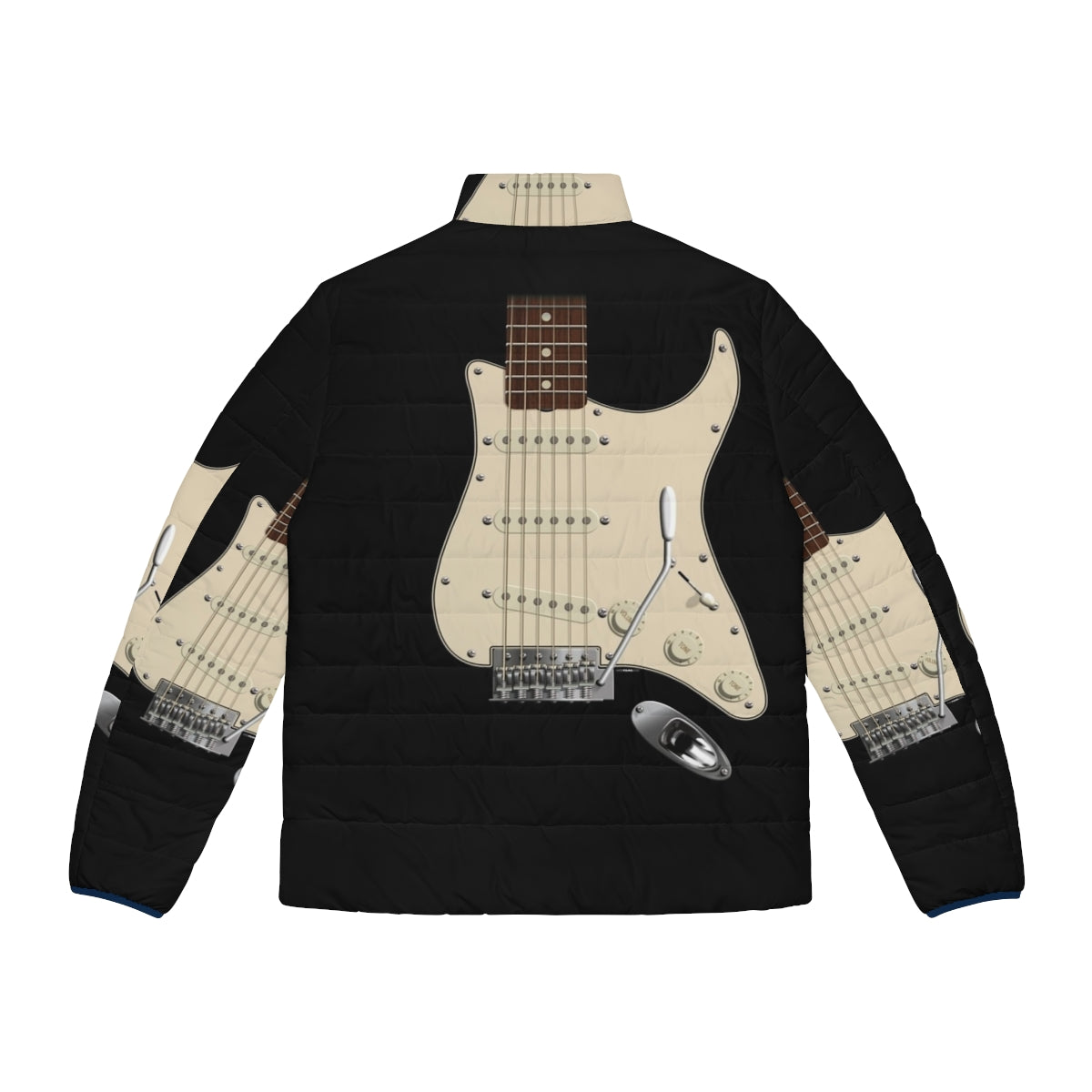 Strat style guitar digital illustration puffer jacket - Back