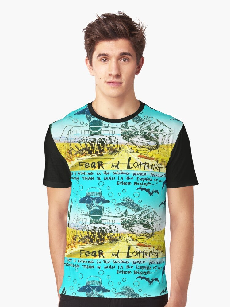 Fear and Loathing in Las Vegas graphic t-shirt with trippy desert and drug-inspired design - Men