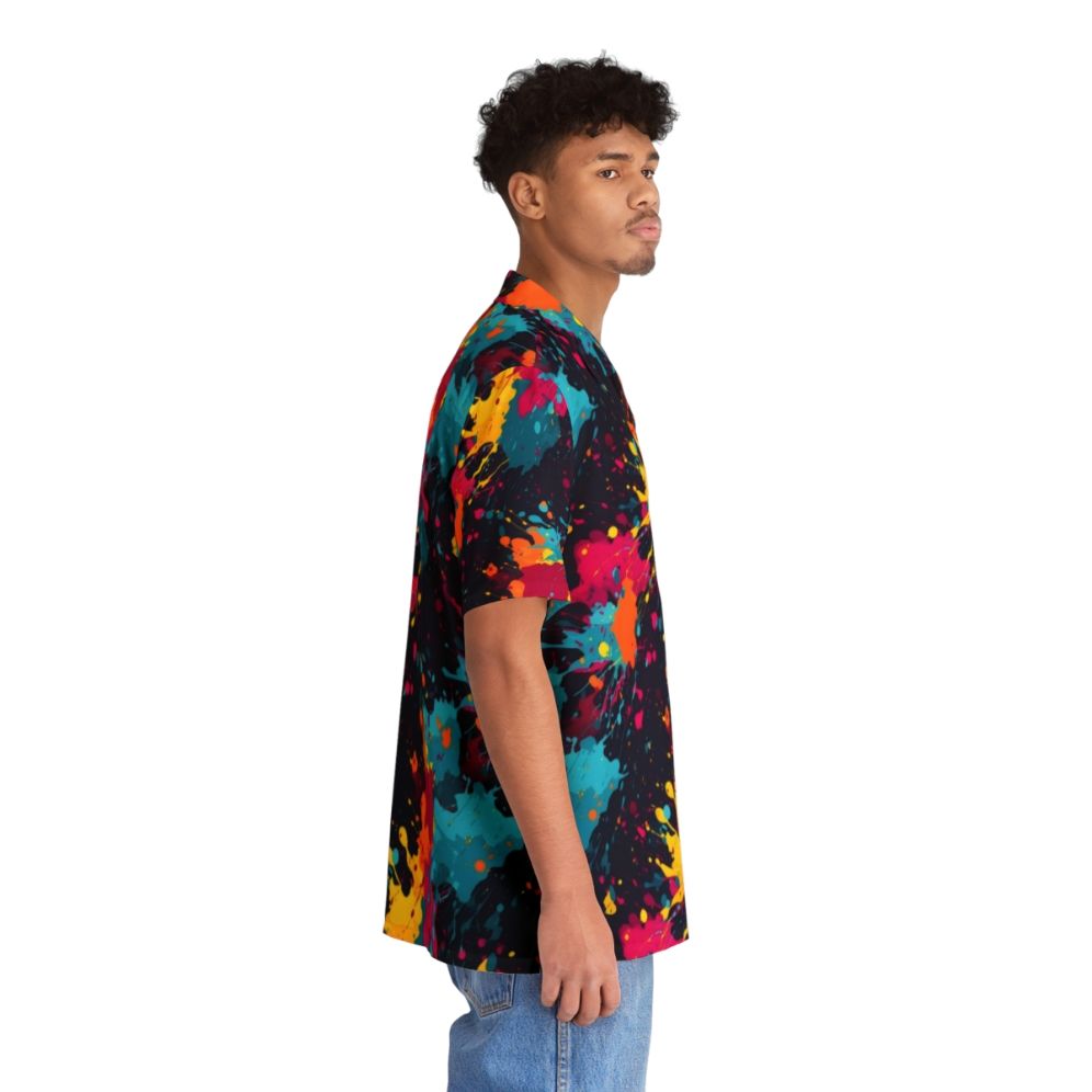 Colorful paint splatter Hawaiian shirt with a vibrant abstract design - People Pight