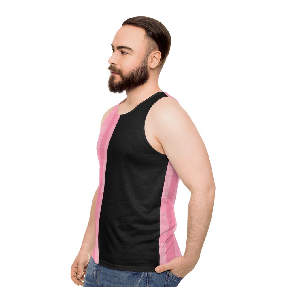 Unisex Half Black, Half Pink Plaid Music Tank Top - men side