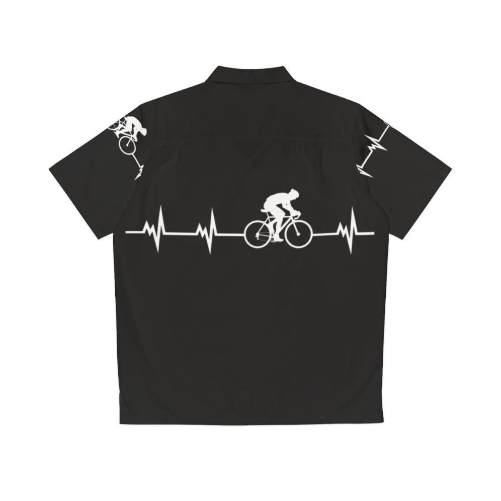 Hawaiian cycling heartbeat shirt with tropical bicycle heart design - Back