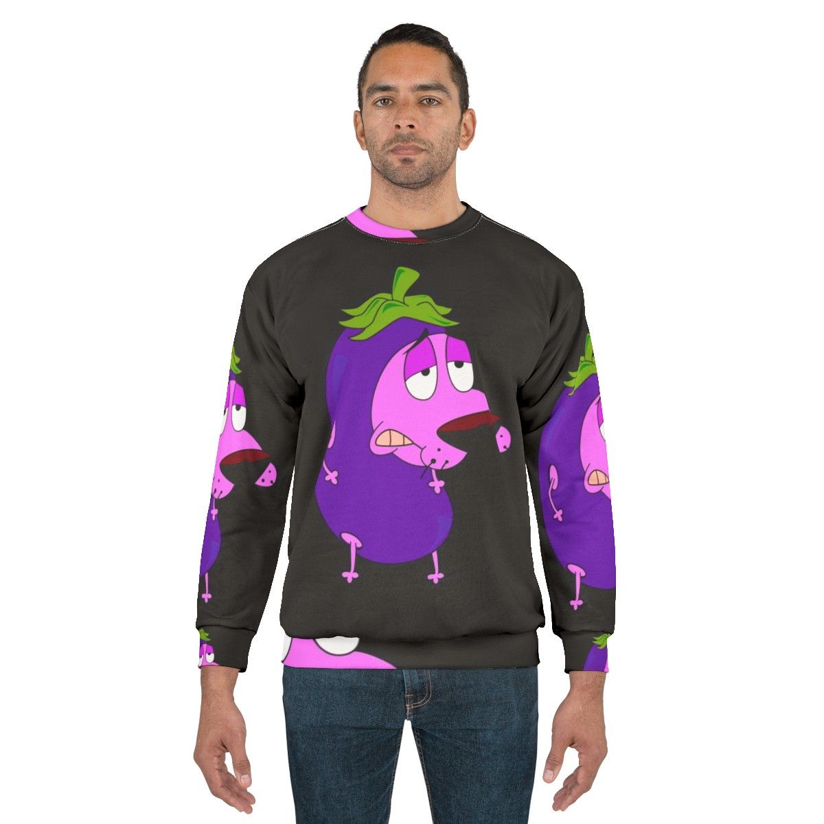 Courage The Cowardly Dog Sweatshirt featuring the iconic pink anthropomorphic dog character - men