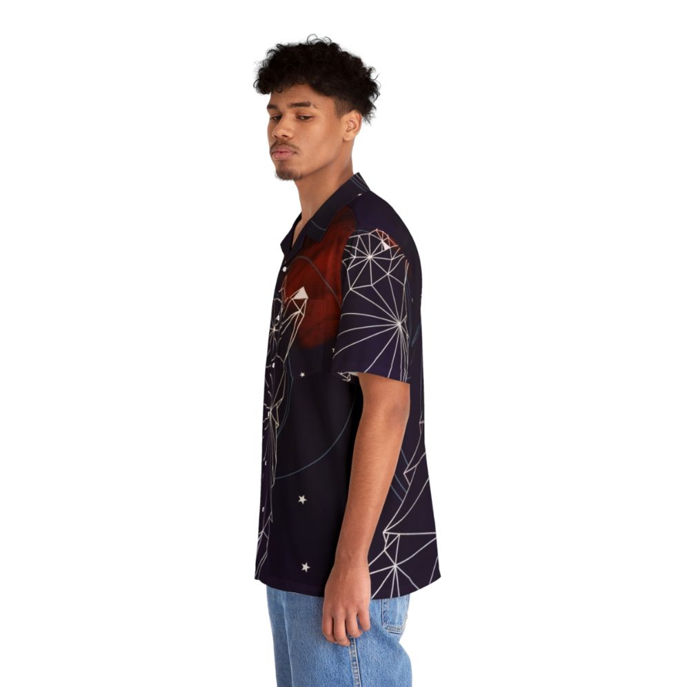 Fox in the stars geometric hawaiian shirt galaxy space print - People Left