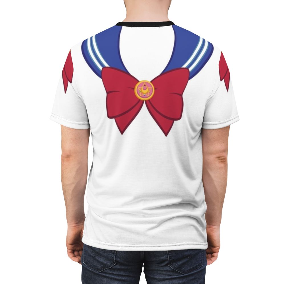 Stylish t-shirt featuring a shimmering sailor moon-inspired moon wand and brooch design - men back