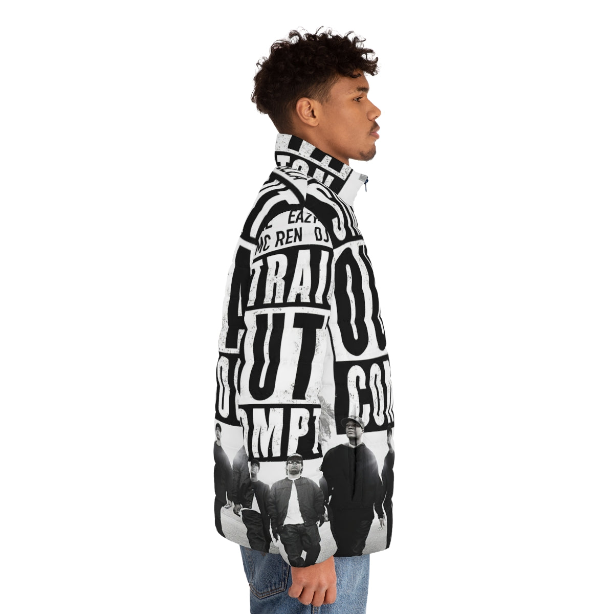 NWA Cover Puffer Jacket - Rap Inspired Puffer Jacket - men side right