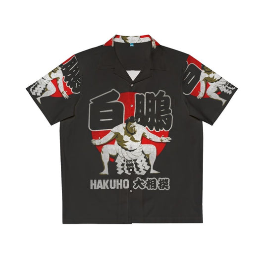 Hakuho Sho sumo wrestler in Japanese-inspired Hawaiian shirt