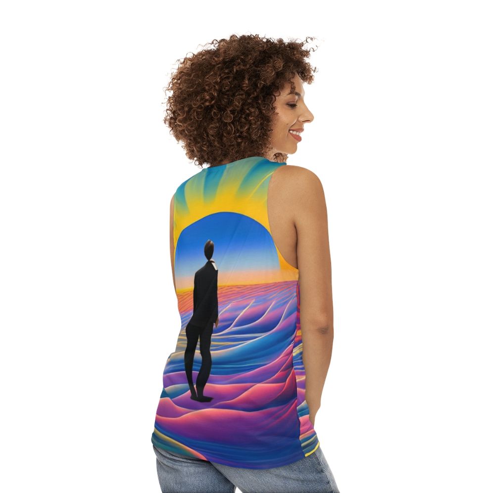 Colorful desert sunrise unisex tank top - women back