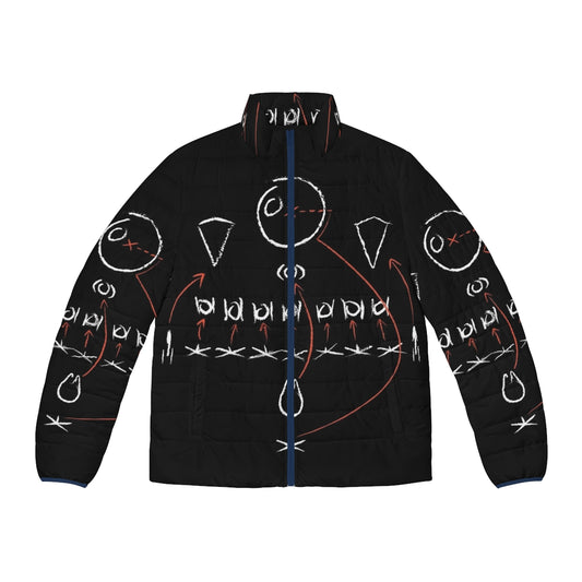 Rebel Puffer Jacket with Star Wars and Football Diagram Print