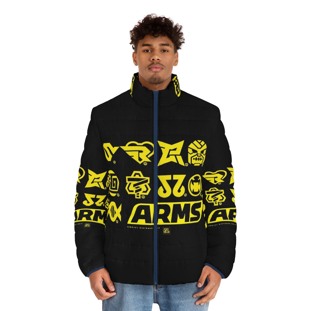 Arms Character Icons Puffer Jacket featuring Nintendo ARMS spring fighters - men front