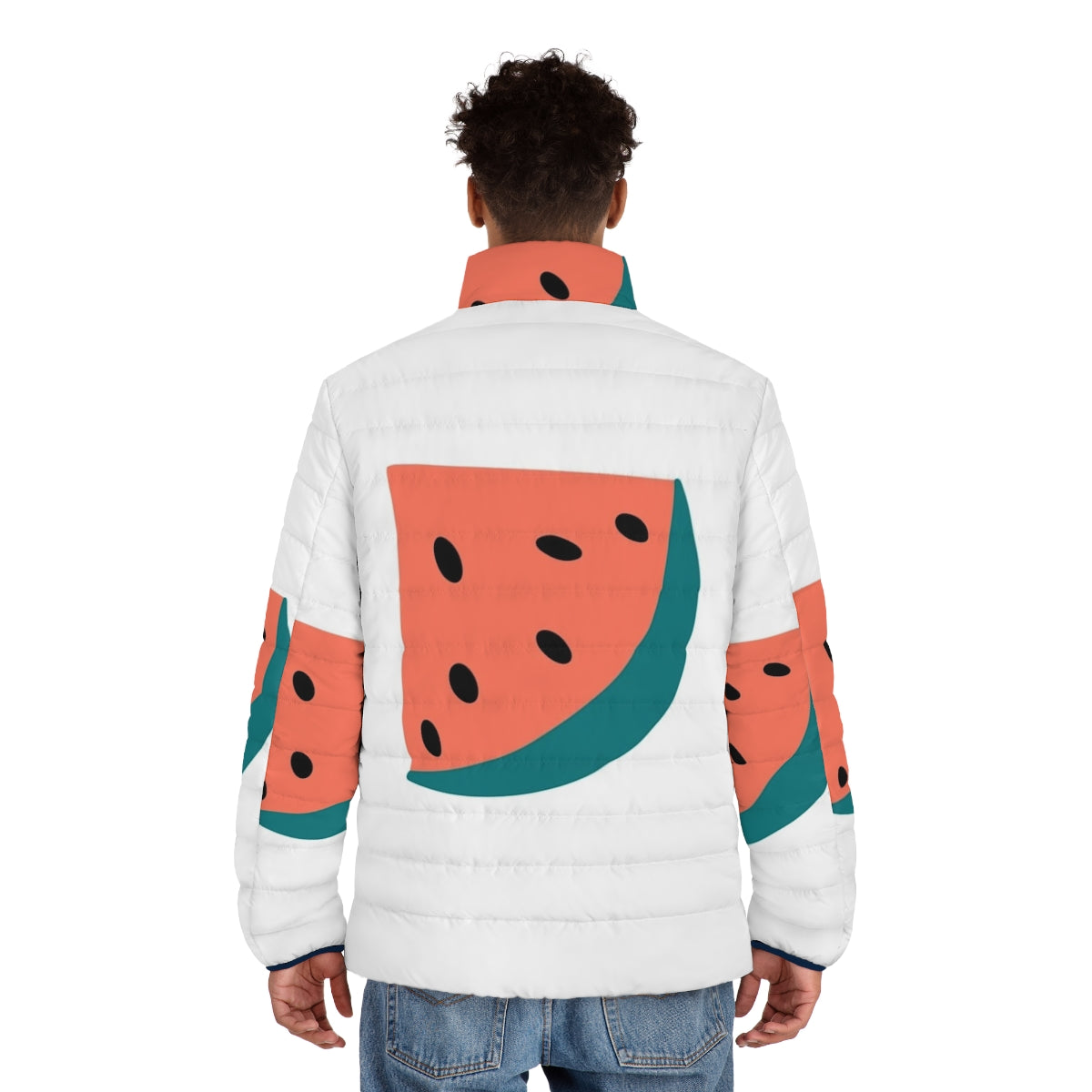 Vibrant Fruits Puffer Jacket - Fashionable Outerwear - men back