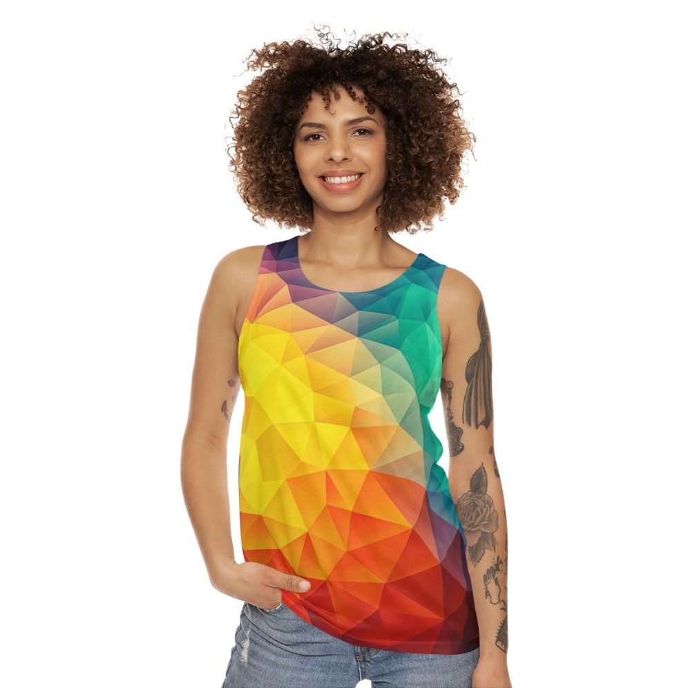 Colorful abstract geometric unisex tank top - women