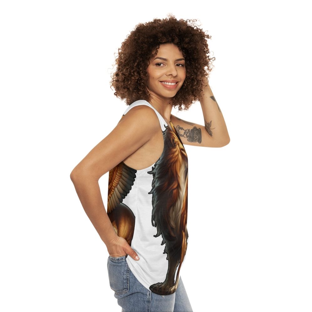 Grrrifin Unisex Tank Top featuring a legendary griffin - women side