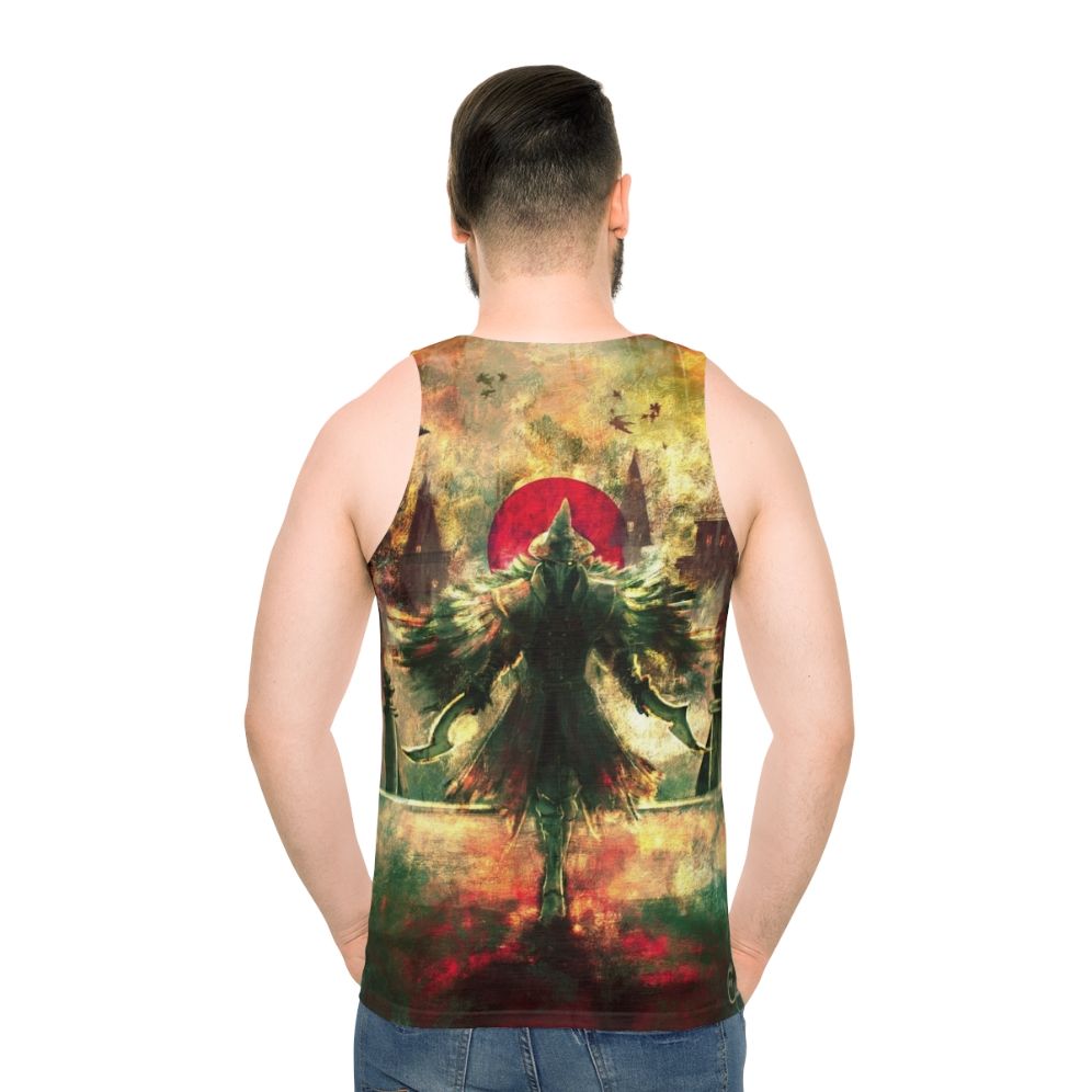 Bloodborne Hunter Crow Unisex Tank Top - men back