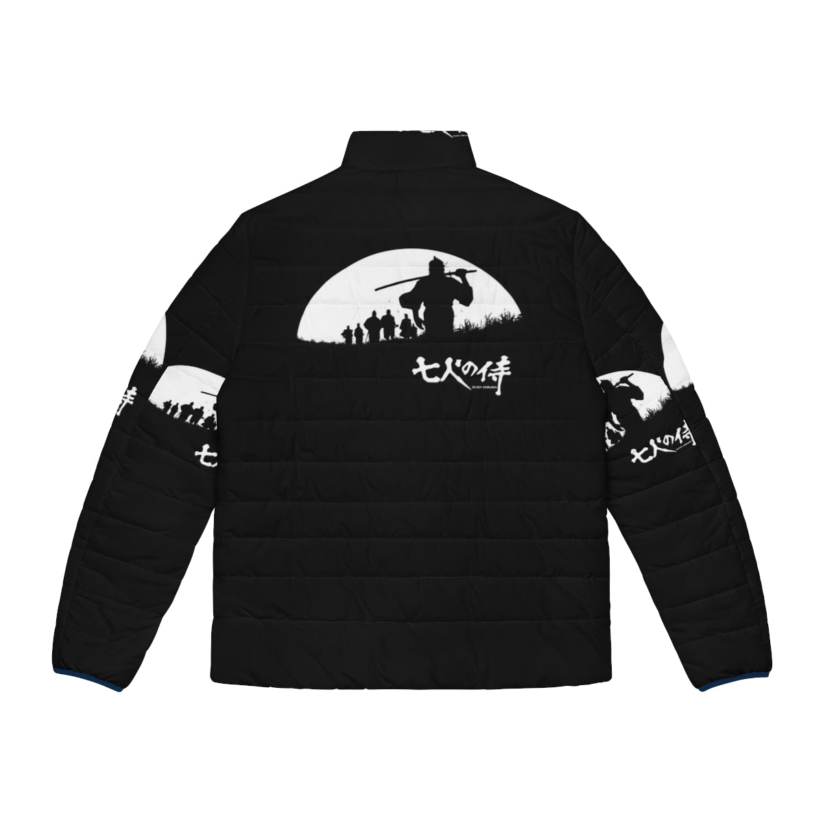 Samurai puffer jacket with full moon silhouette design - Back