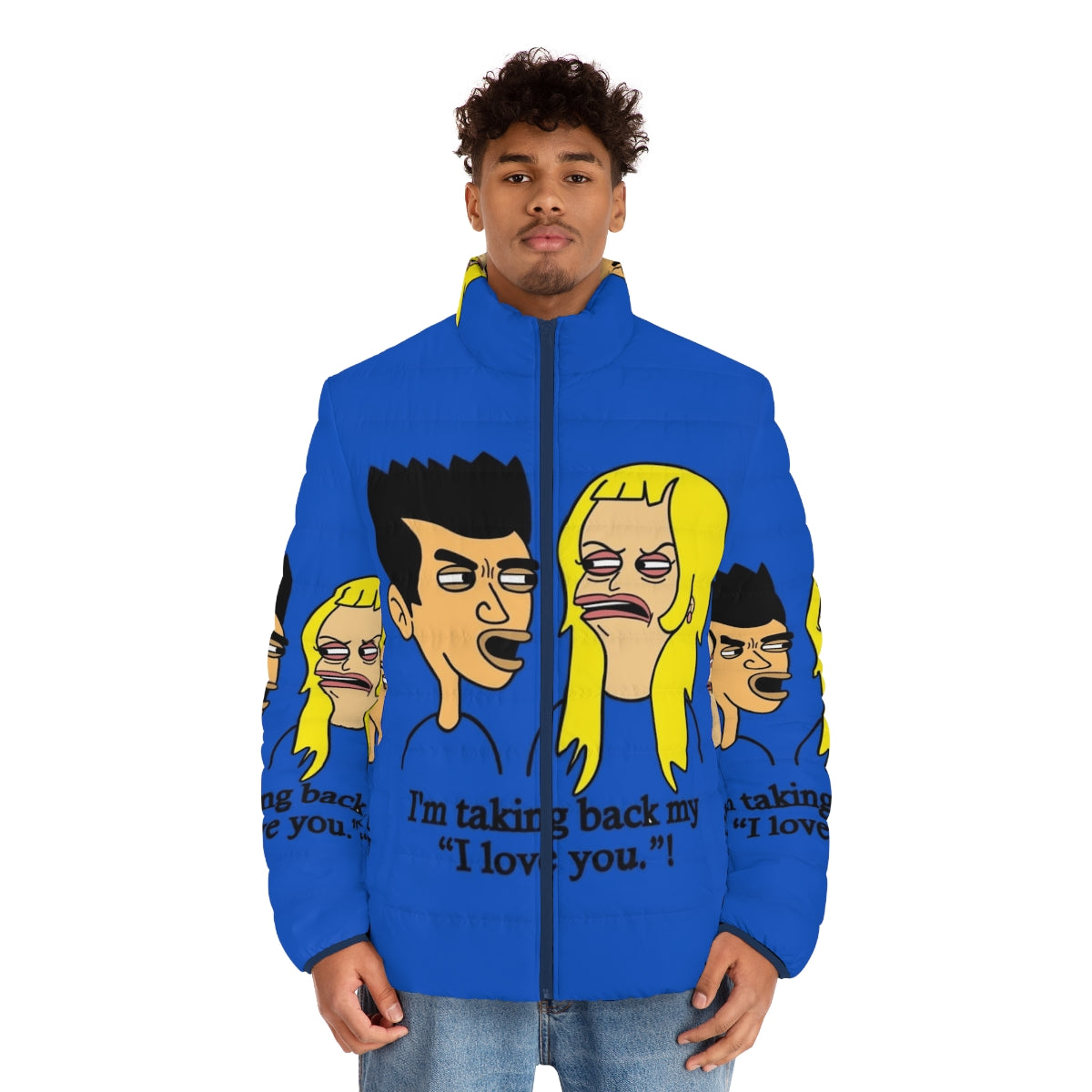 Big Mouth Netflix Jay and Lola Cartoon Character Puffer Jacket - men front